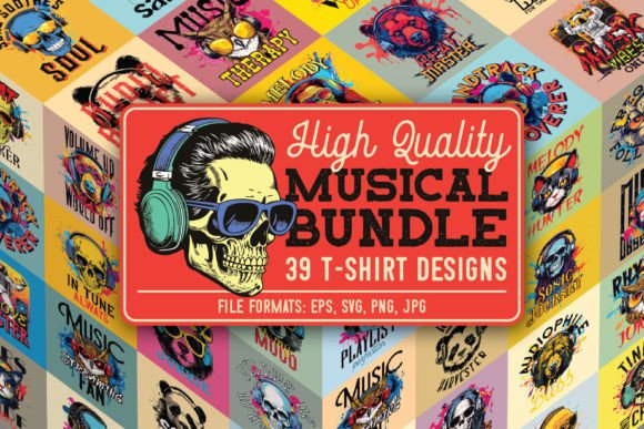 39 Musical T-shirts BUNDLE: Graphics & Illustrations Review