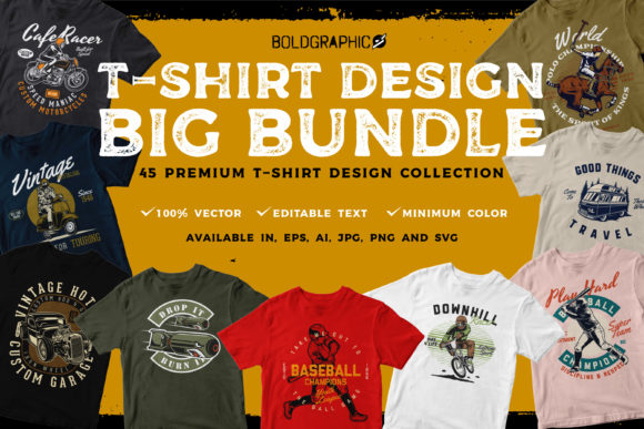 90 T-shirt Design BIG BUNDLE: Vintage Graphics & Illustrations