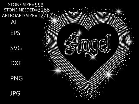 Angel Typography Inside Sparkle Heart: Graphics for T-Shirt Designs