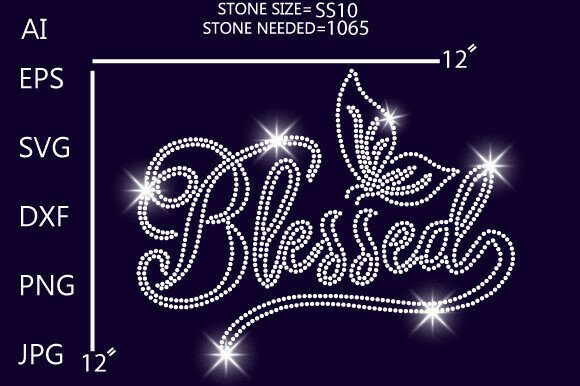 Blessed Rhinestone with Butterfly Graphics