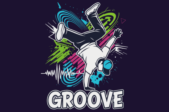 Breakdancer Silhouette Groove: T-Shirt Graphics & Design