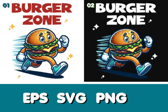 Burger SVG Running Burger Clipart for T-Shirt Graphics