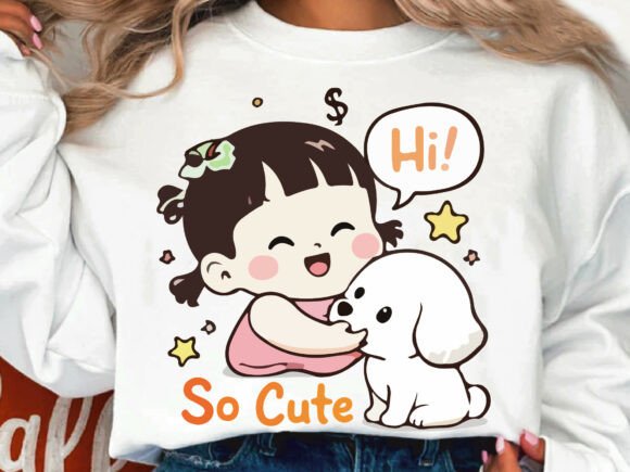 Cheerful Happy Cute Girl T-shirt Illustration Graphics