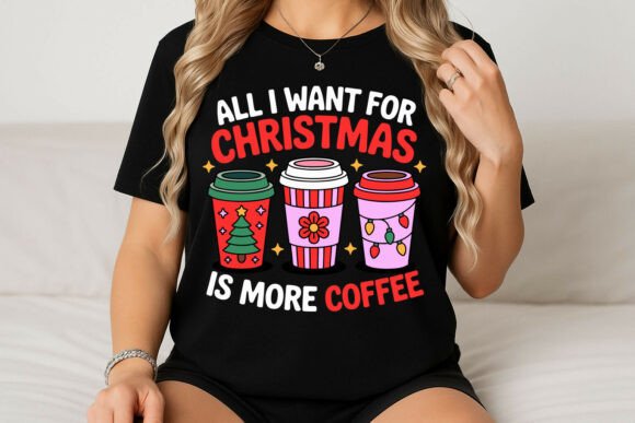 Christmas Coffee Cups Fun Illustration