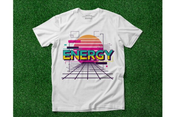 ENERGY Digital Sunset Motion Graphics for T-Shirt Designs