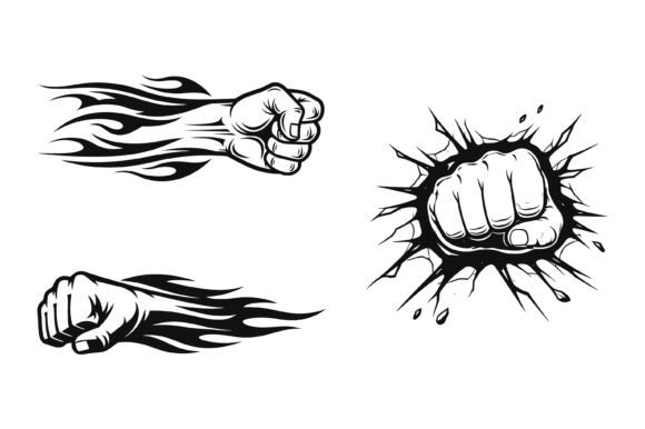 Flaming Fist Punch Vector Design: Bold Graphics for T-Shirt Designs