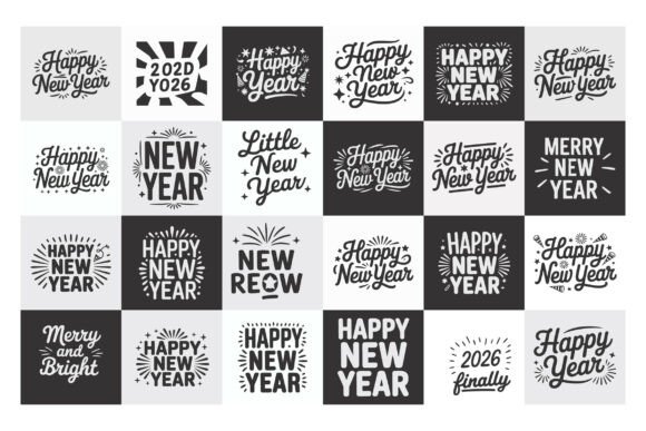 Happy New Year 2026 SVG Bundle: Graphics for T-Shirt Designs