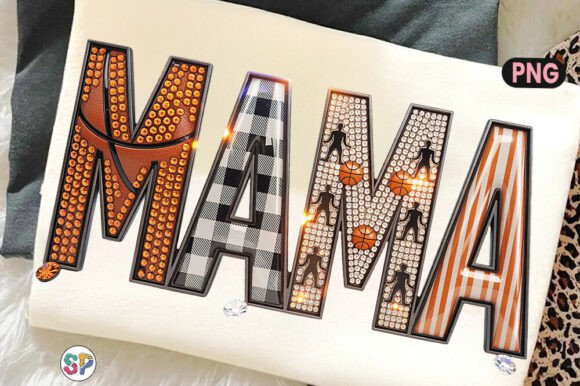 Rhinestone Basketball Mama Diamond PNG: Graphics for T-Shirt Designs