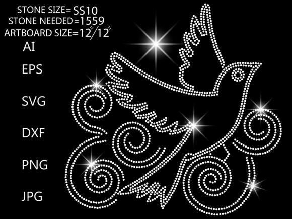 Rhinestone Cloudy Dove of Peace Graphics