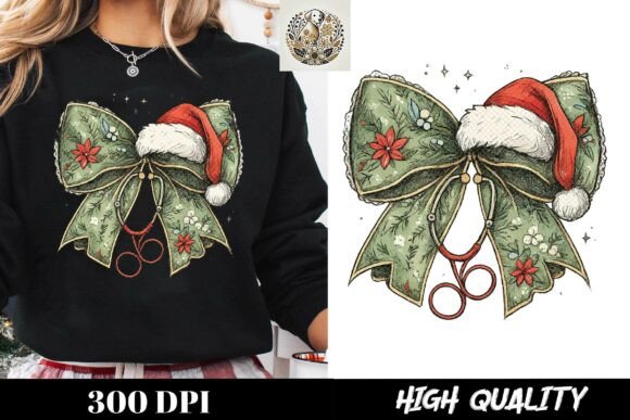 Santa Hat Bow Nurse Life Christmas Graphics for T-Shirts