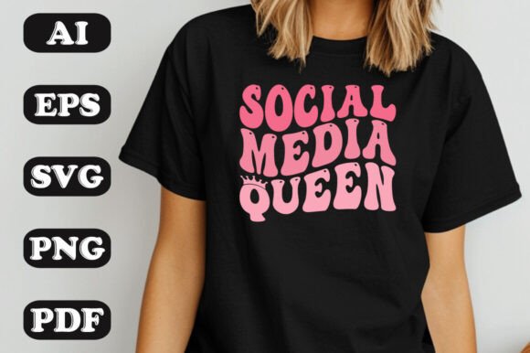 Social Media Queen Retro Wavy SVG Graphics