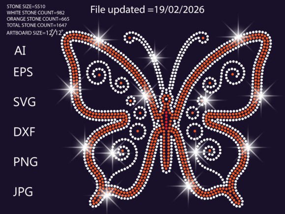 Sparkling Rhinestone Butterfly Graphics for T-Shirt Designs