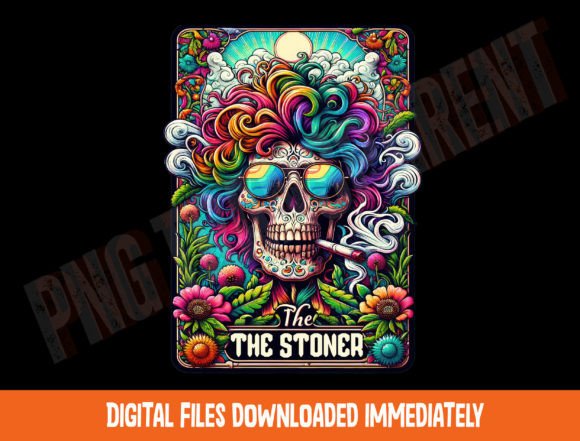 The Stoner Skeleton Tarot Card PNG: Graphics for Bold T-Shirt Designs