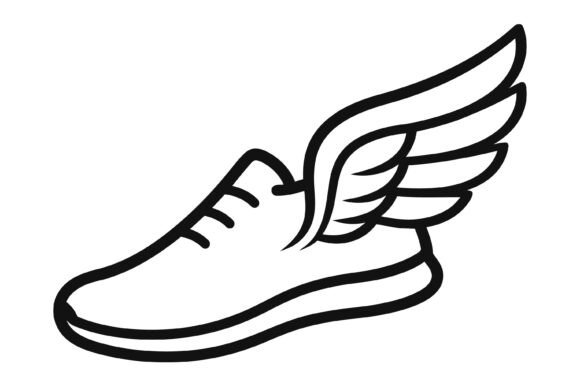 Winged Running Shoe Speed Icon: Graphics for T-Shirt Designs